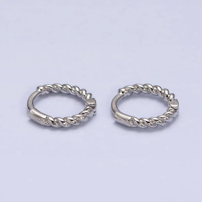 Gold, Silver Twisted Croissant Thin 11mm Cartilage Huggie Earrings | AB944 AB945