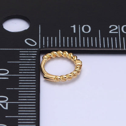 Gold, Silver Twisted Croissant Thin 11mm Cartilage Huggie Earrings | AB944 AB945