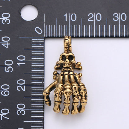 Gold Skeleton Hand Charm Zombie Hand Charm Silver Halloween Charm Tibetan Silver Charms For Men Jewelry Making in Stailness Steel Finding J-793, J-795