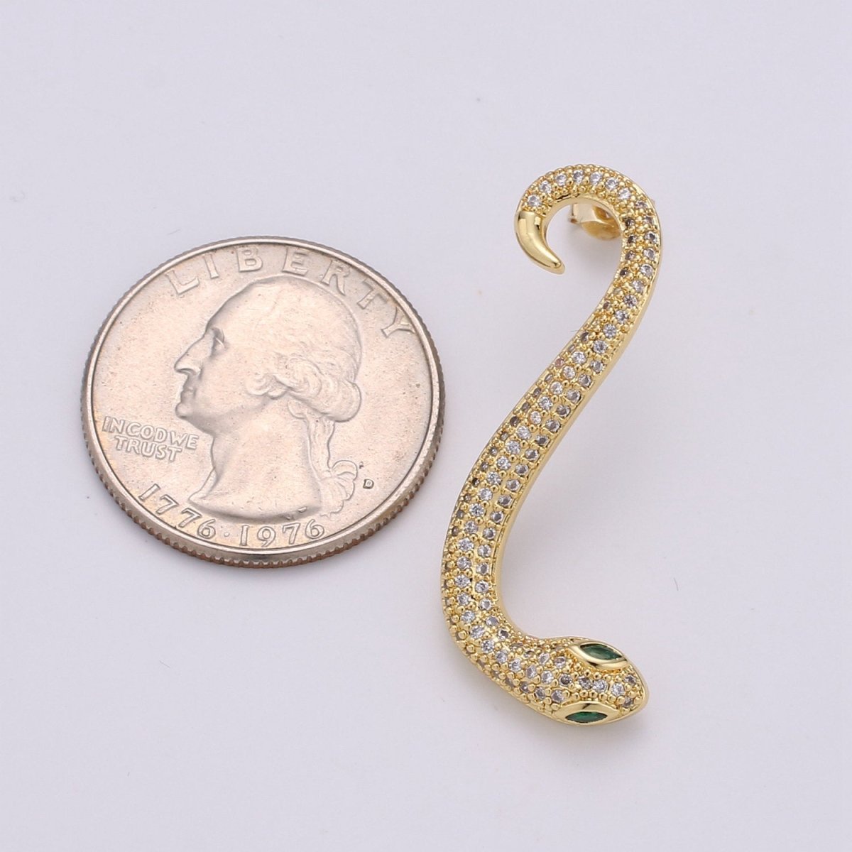 Gold snake earrings asp cleopatra toga serpent dangle 40mm long lightweight earrings Serpent snake Jewelry Micro pave Stud Earring Q-173