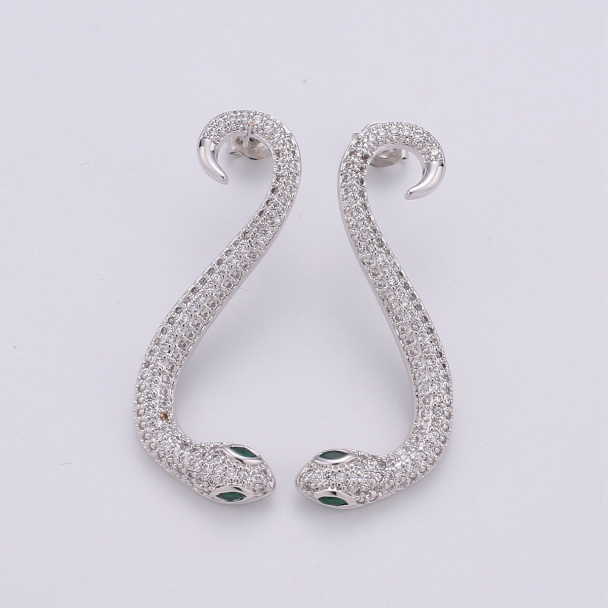 Gold snake earrings asp cleopatra toga serpent dangle 40mm long lightweight earrings Serpent snake Jewelry Micro pave Stud Earring Q-173