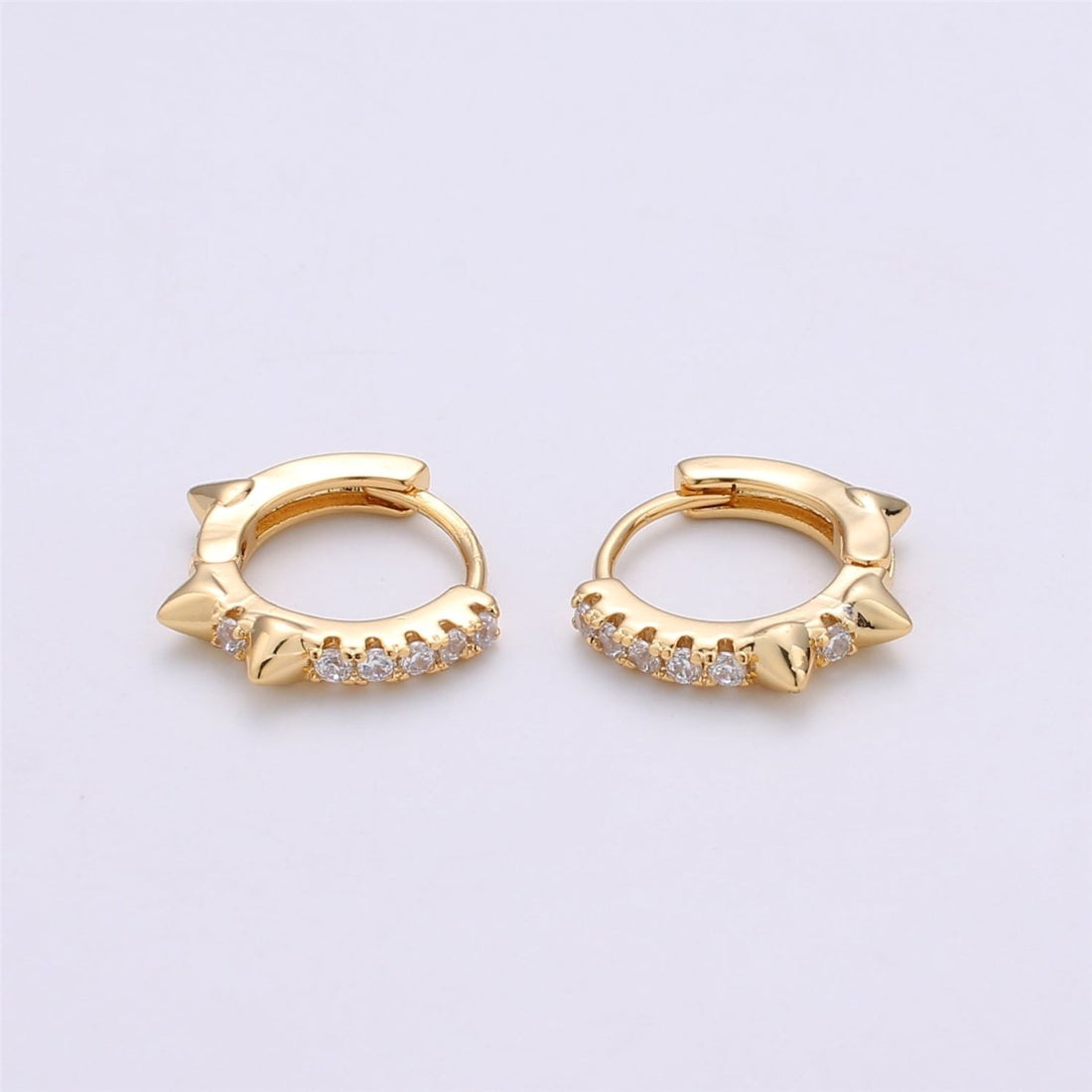 Gold Spike hoops, Tiny Spike Earrings, hoop spike earrings, mini hoops, mini earrings, minimalist earrings, huggie hoops, Dainty hoops P-00050