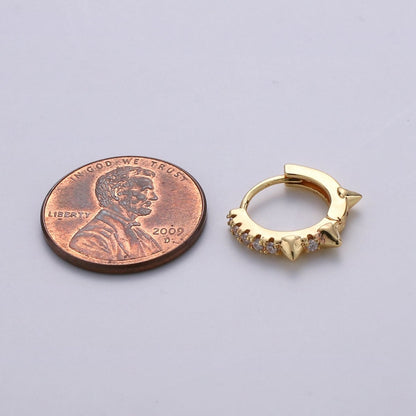 Gold Spike hoops, Tiny Spike Earrings, hoop spike earrings, mini hoops, mini earrings, minimalist earrings, huggie hoops, Dainty hoops P-00050