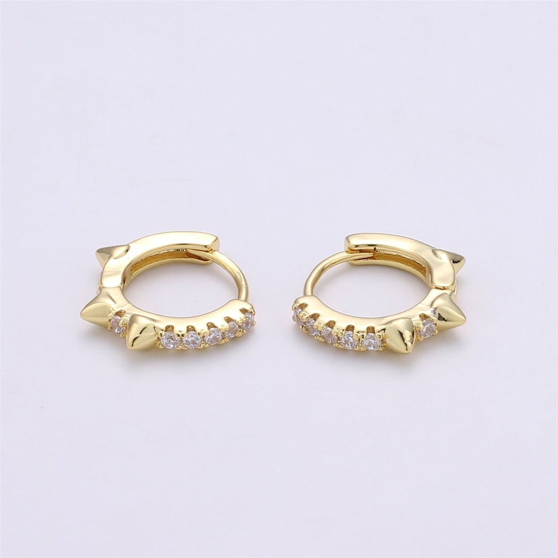 Gold Spike hoops, Tiny Spike Earrings, hoop spike earrings, mini hoops, mini earrings, minimalist earrings, huggie hoops, Dainty hoops P-00050