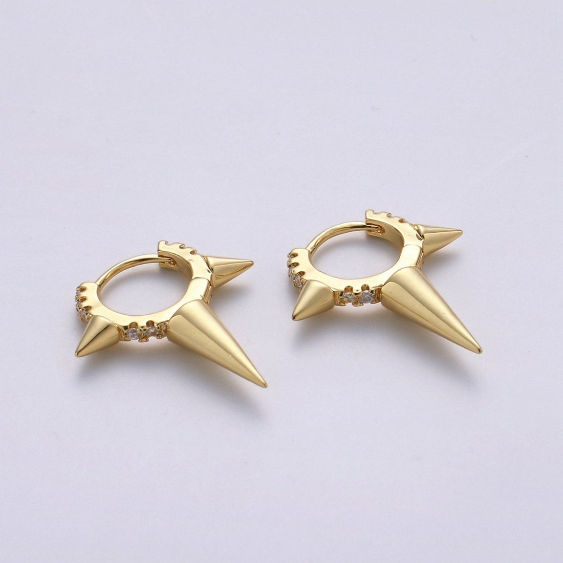 Gold Spiky Earrings, Spike Hoop Earrings, Dainty Huggie Earrings, Minimalist Earring, Small Gold Hoops Earring, Dainty Drop Earring K-708