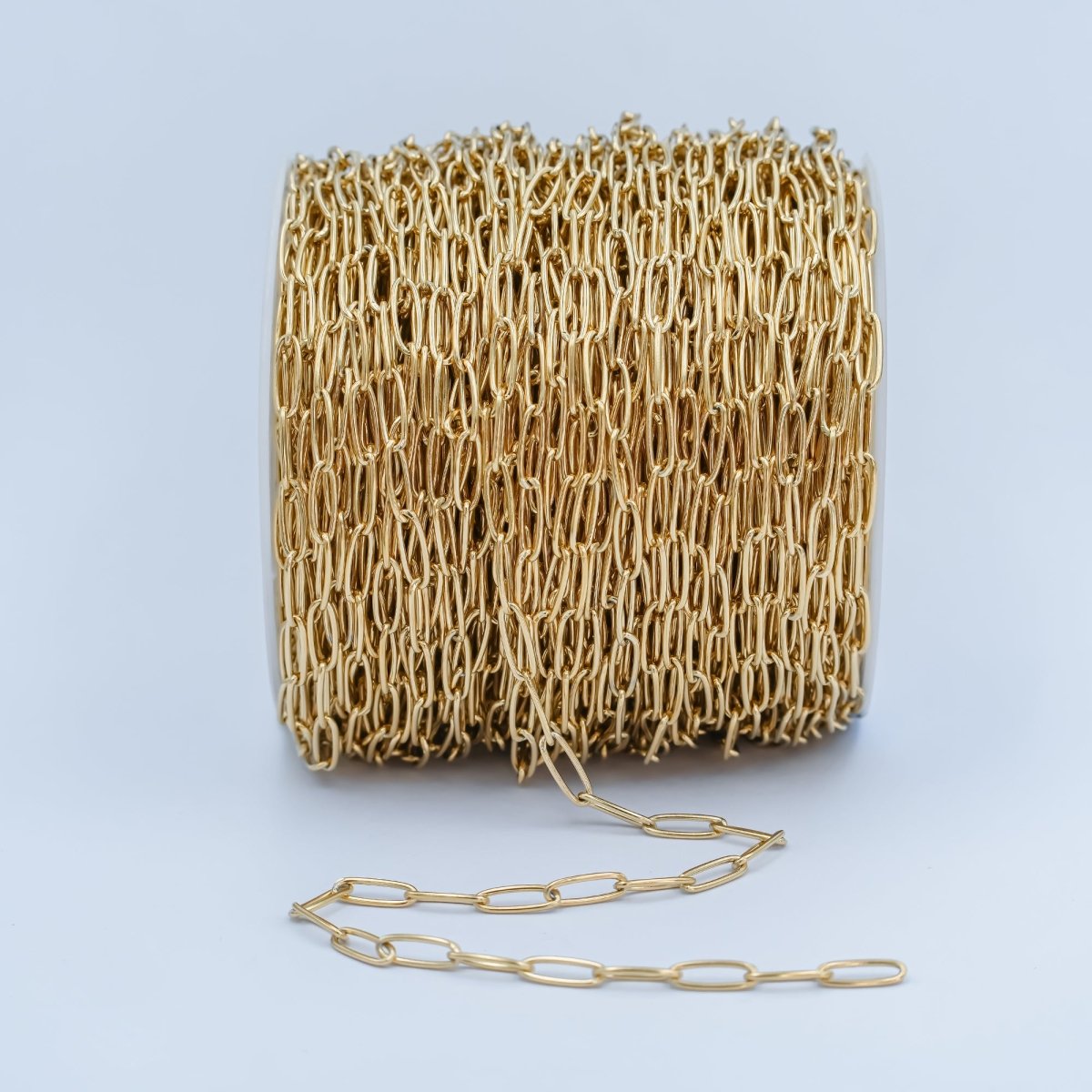 Gold Stainless Steel 11.7x3.9mm Paperclip Unfinished Chain by Yard | ROLL-1477