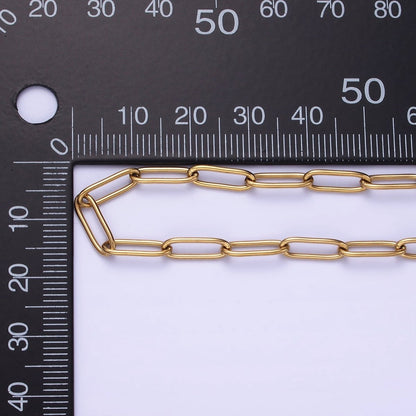 Gold Stainless Steel 11.7x3.9mm Paperclip Unfinished Chain by Yard | ROLL-1477