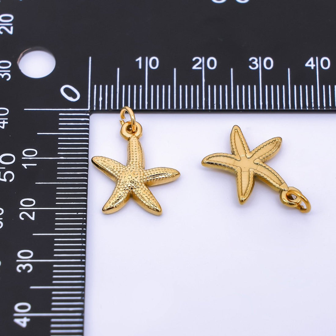 Gold Stainless Steel 18mm Dotted Under the Sea Starfish Charm | J058