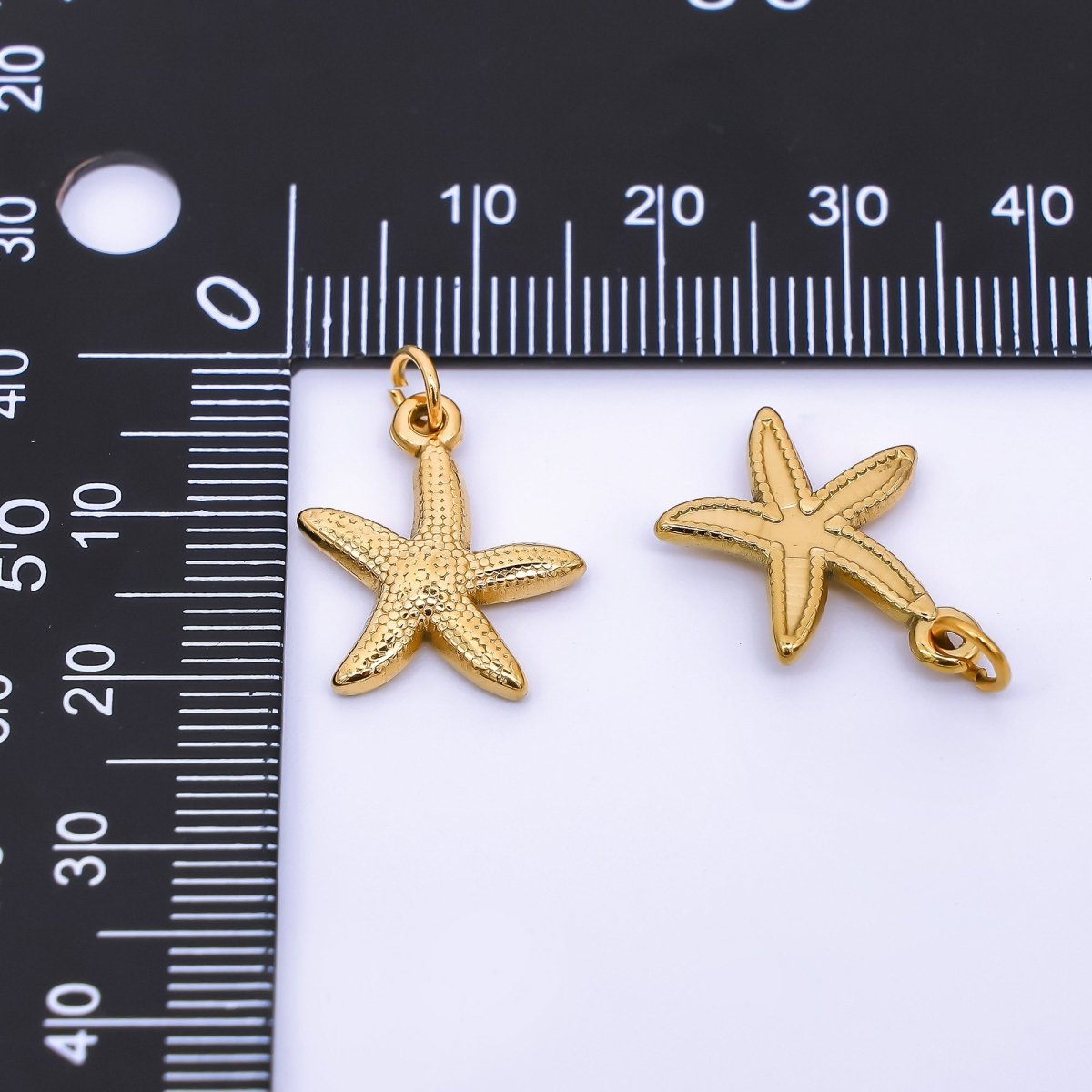 Gold Stainless Steel 18mm Dotted Under the Sea Starfish Charm | J058
