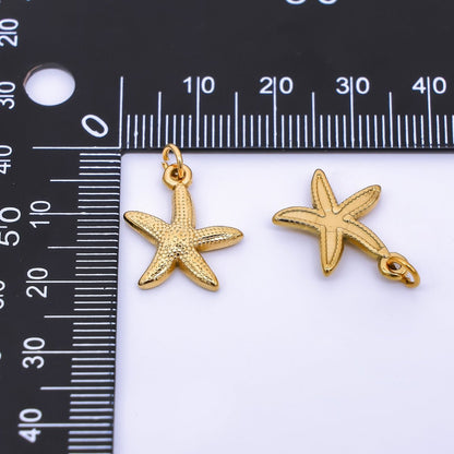 Gold Stainless Steel 18mm Dotted Under the Sea Starfish Charm | J058