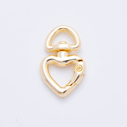 18K Gold Filled 26mm Heart Push Gate Swivel Link Clasp Closure Finding | Z1393