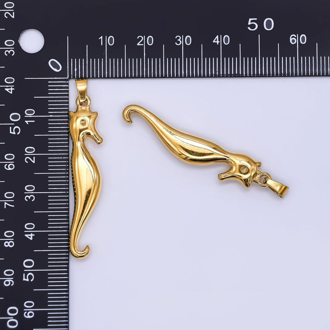 Gold Stainless Steel 43mm Minimalist Seahorse Animal Dainty Pendant | J162