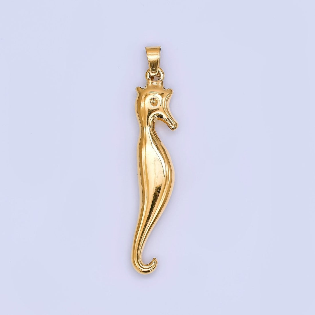 Gold Stainless Steel 43mm Minimalist Seahorse Animal Dainty Pendant | J162