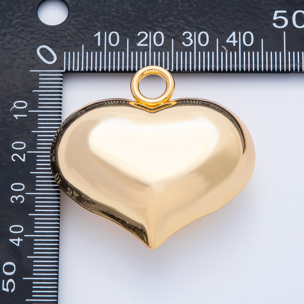 Gold Stainless Steel 45mm Chubby Minimalist Heart Charm | J859