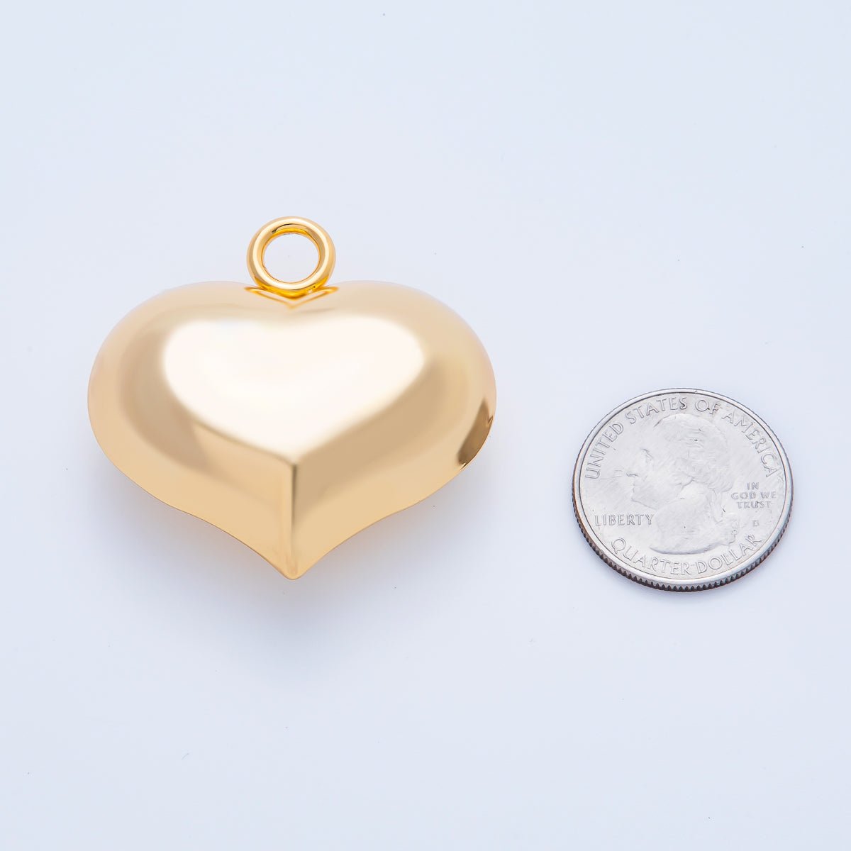 Gold Stainless Steel 45mm Chubby Minimalist Heart Charm | J859