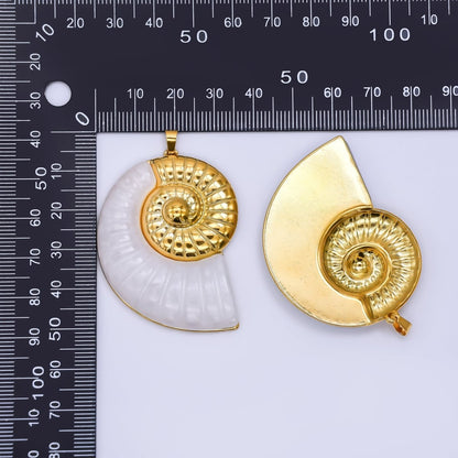 Gold PVD Stainless Steel 47mm Mother of Pearl Conch Sea Shell Pendant | J165