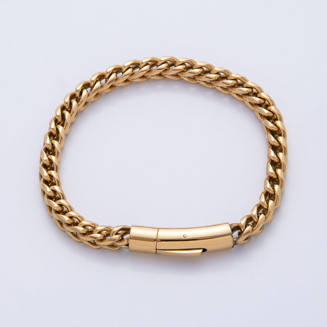 Gold Stainless Steel 6mm Classic Thick Curb Chain 6 Inch Bracelet | WA-3795