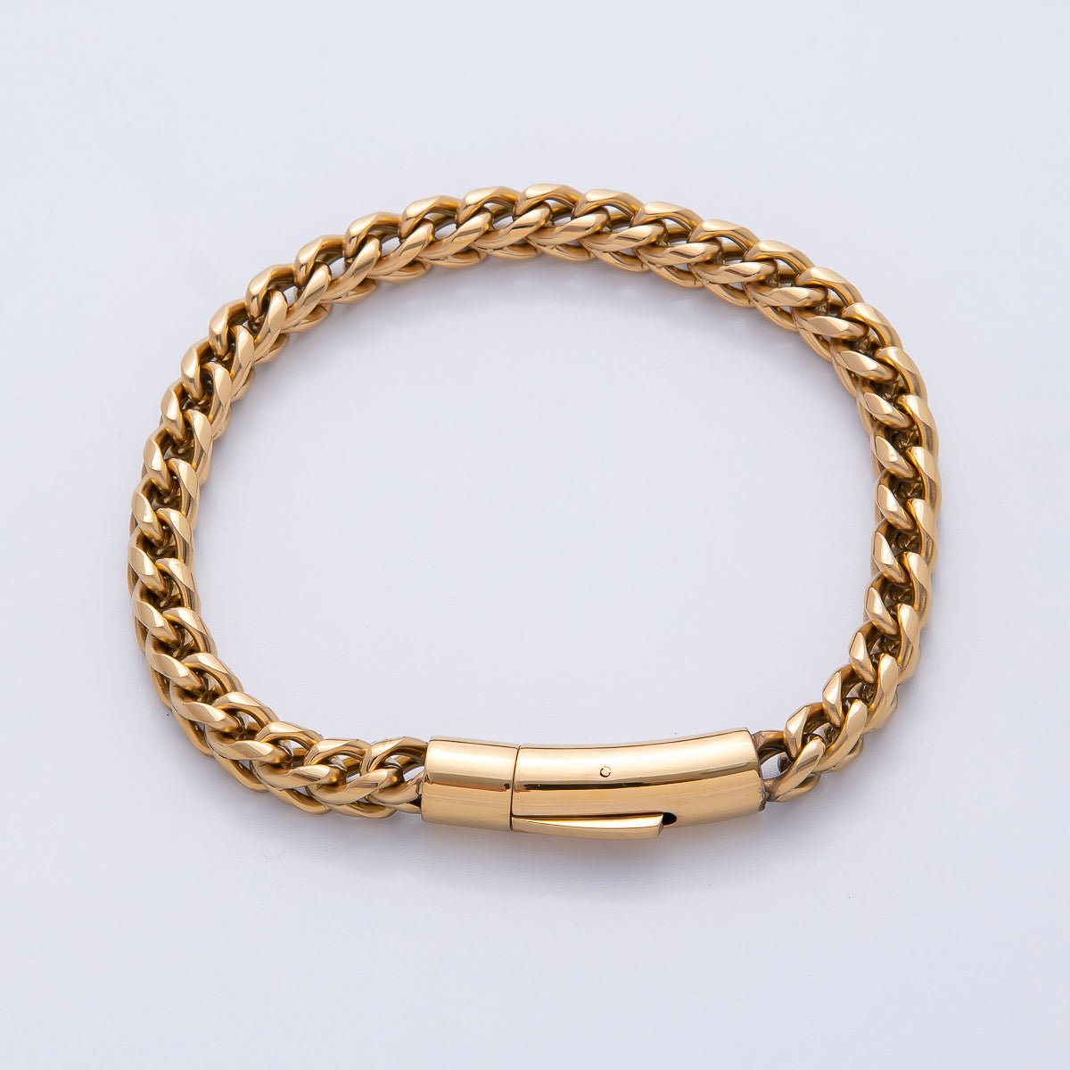 Gold Stainless Steel 6mm Classic Thick Curb Chain 6 Inch Bracelet | WA-3795
