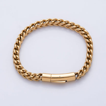 Gold Stainless Steel 6mm Classic Thick Curb Chain 6 Inch Bracelet | WA-3795