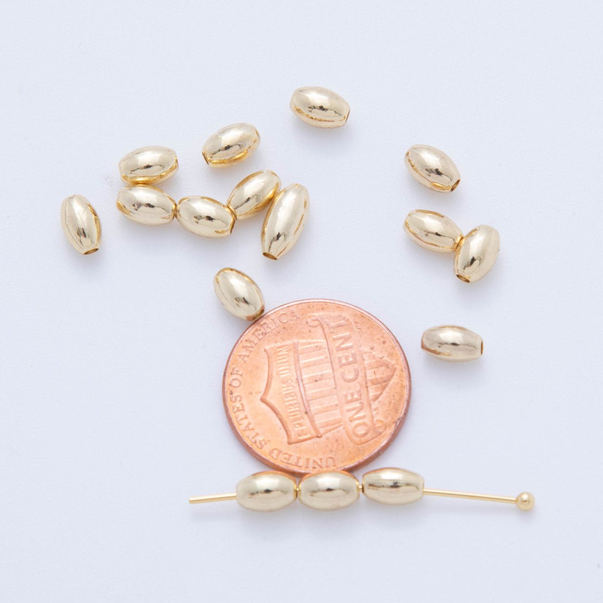 Gold Stainless Steel 6mm Rice-Shaped Tube Bead Spacer | AF-A1075