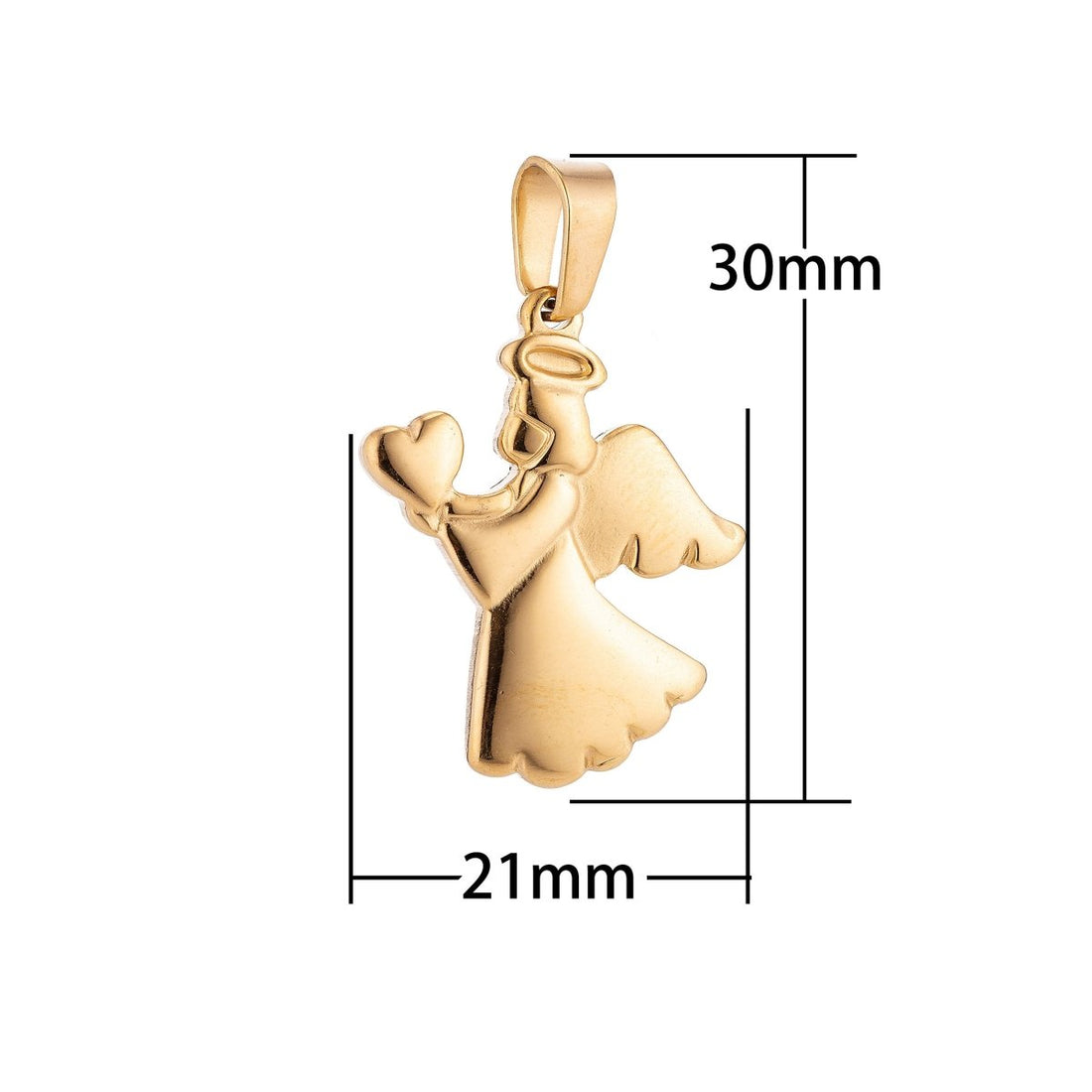 Gold Stainless Steel Angel With Heart Necklace Pendant Charm Bails Findings for Jewelry Making J-344