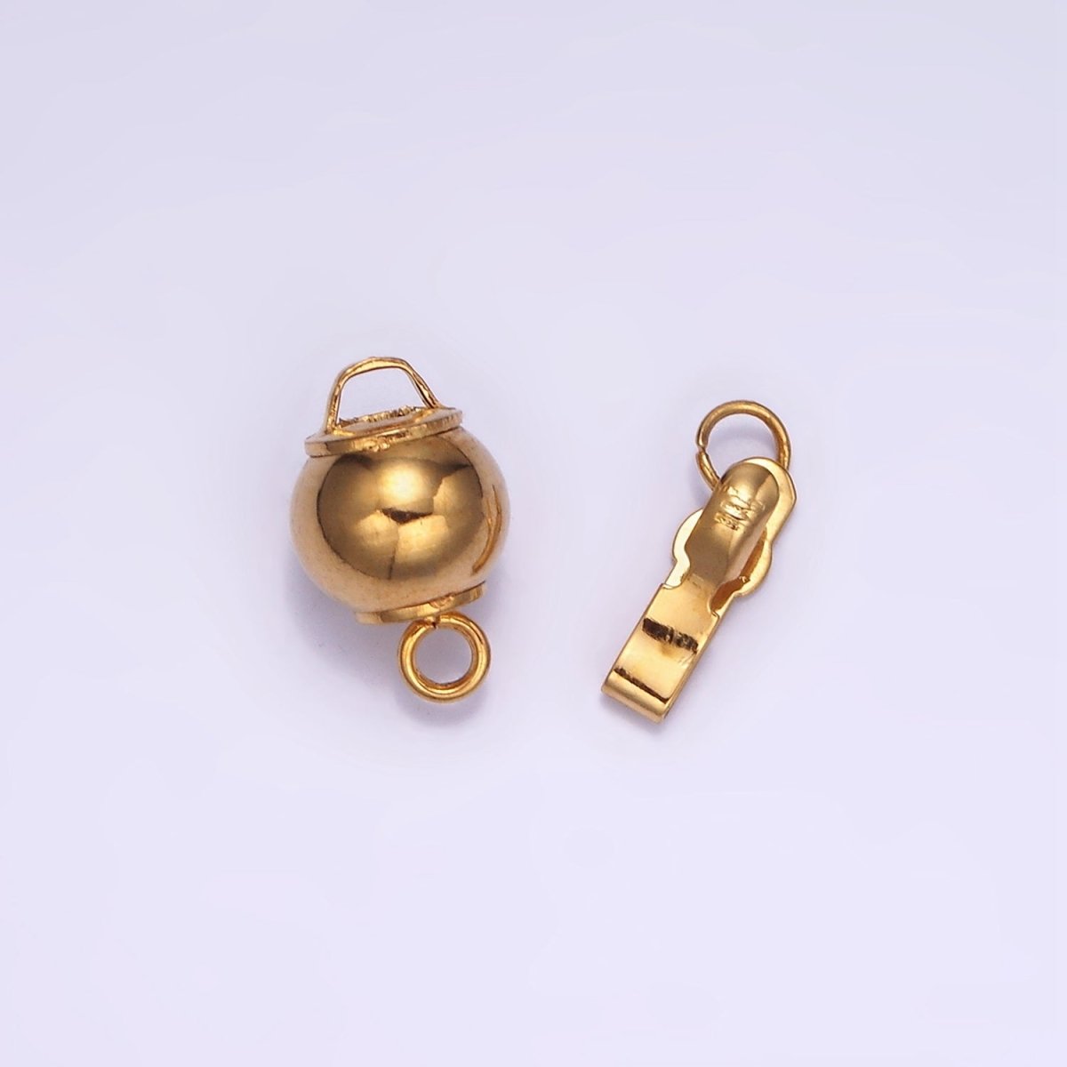 Gold Stainless Steel Ball Clasp with Ring for Necklace Bracelet Jewelry Making Smooth Ball Closure Connector Push in Lock End Clasp Z662