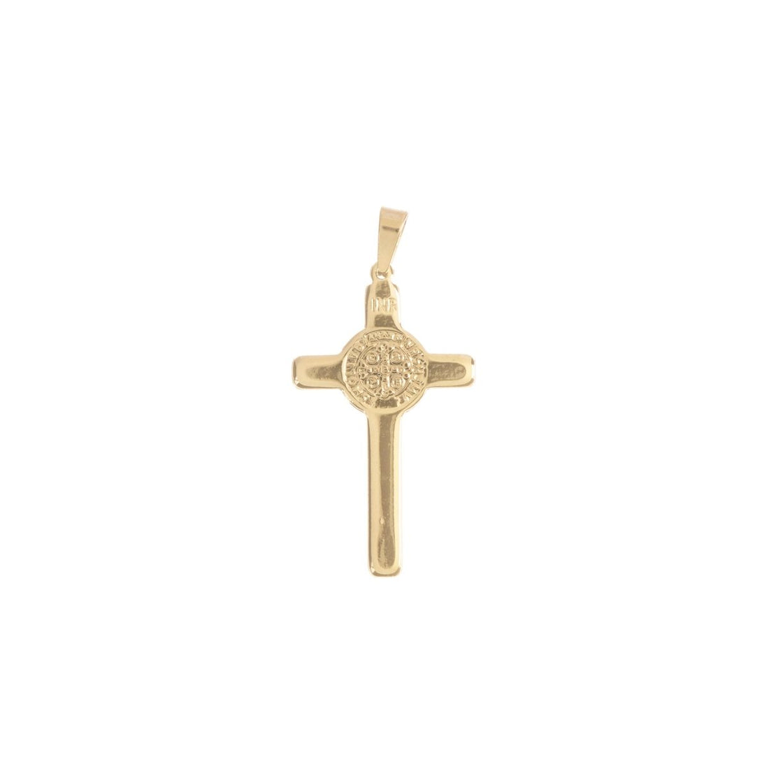Gold Stainless Steel Cross, Jesus Christ, Saint Benedict Cross Medal, Bails Findings for Earring Necklace Jewelry Making Supplies J-472