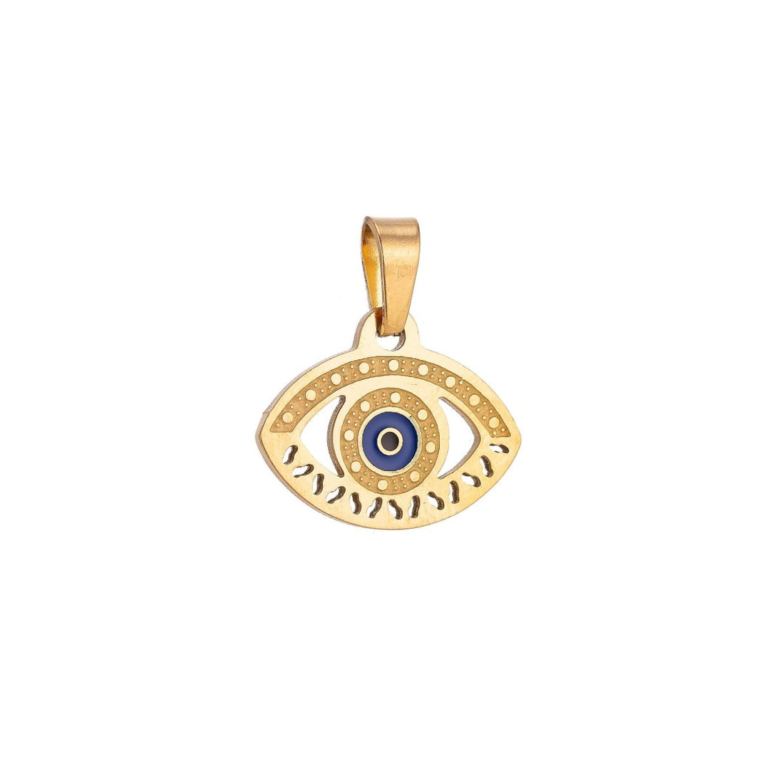 Gold Stainless Steel Greek Eye Charm Evil Eye Pendant Necklace, Greek Eye Pendant Charm Bails Findings for Jewelry Making J-330