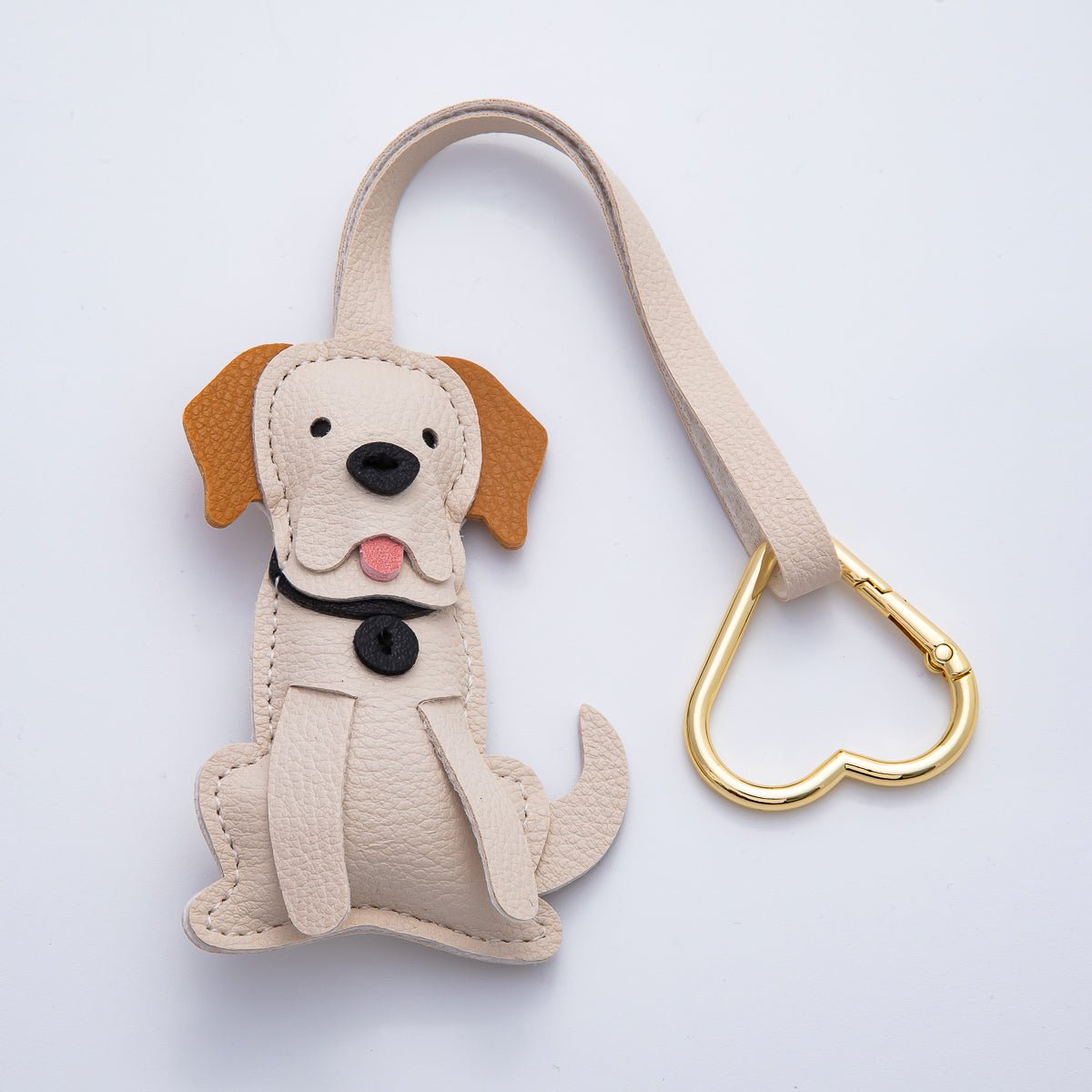 Gold Stainless Steel Handcrafted Leather Good Boy Cute Dog Drop Keychain Accessories | WB-00139