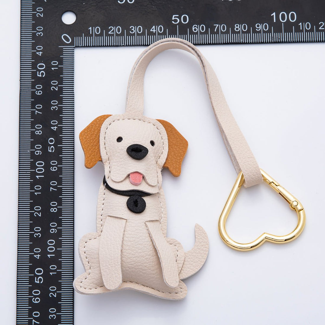 Gold Stainless Steel Handcrafted Leather Good Boy Cute Dog Drop Keychain Accessories | WB-00139