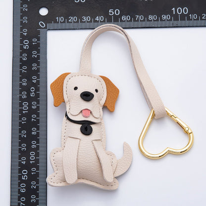 Gold Stainless Steel Handcrafted Leather Good Boy Cute Dog Drop Keychain Accessories | WB-00139