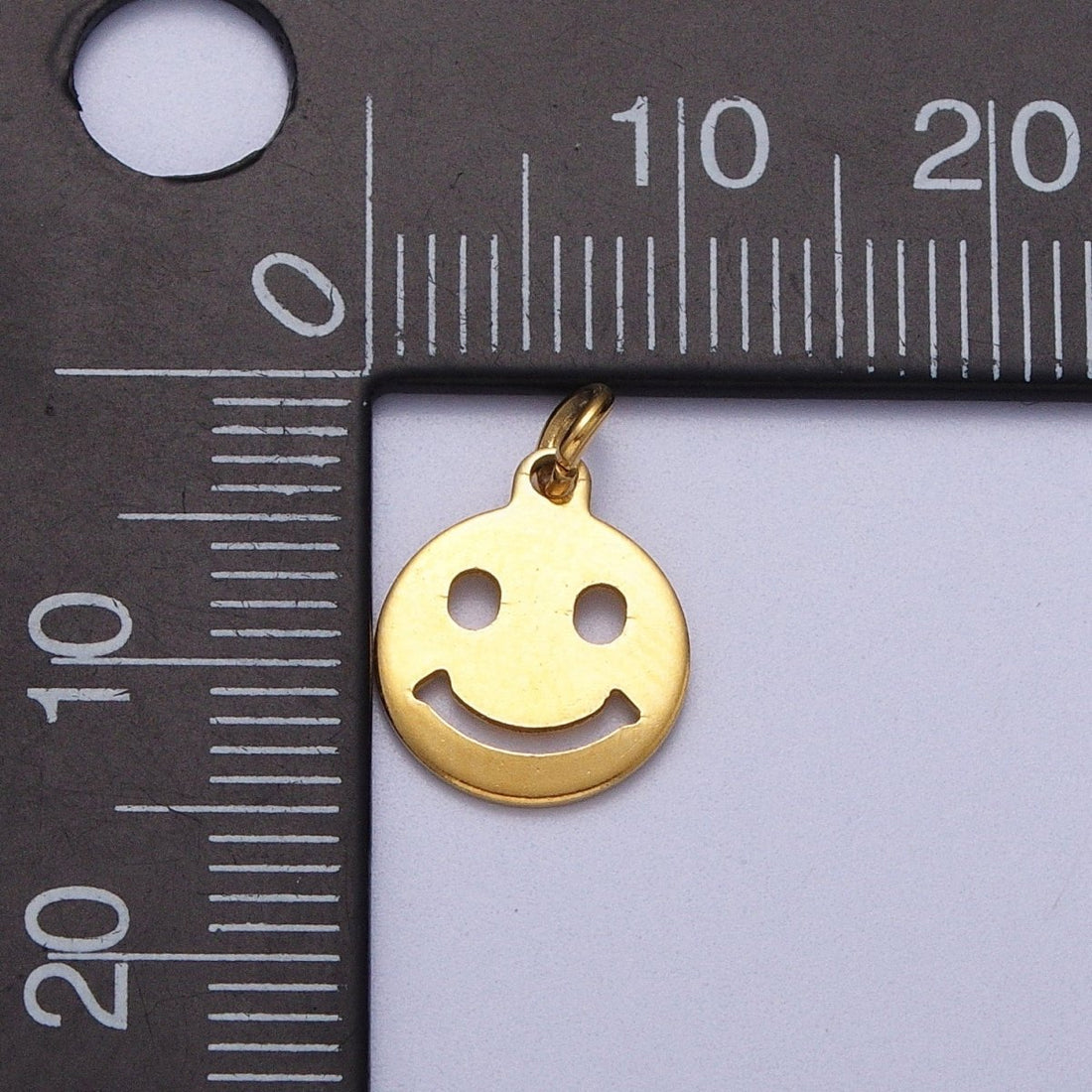 Gold Stainless Steel Happy Smiley Face Minimalist Charm | C394