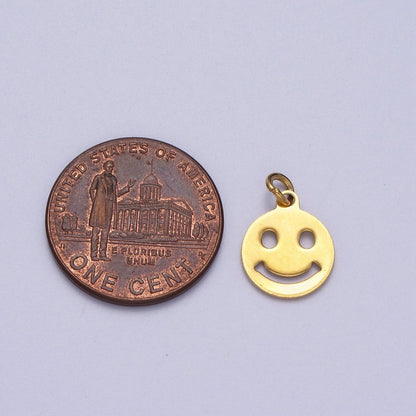 Gold Stainless Steel Happy Smiley Face Minimalist Charm | C394