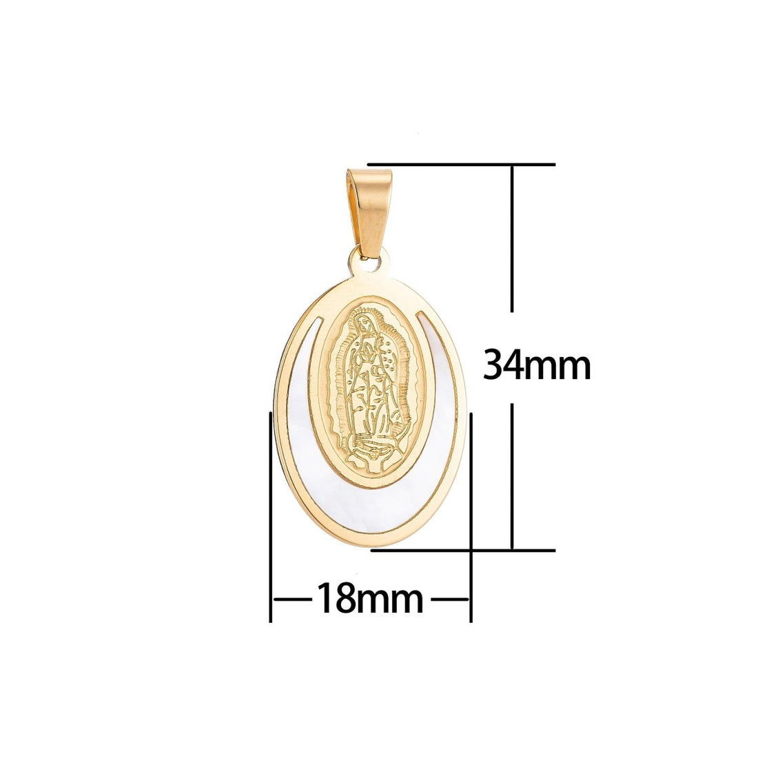 Gold Stainless Steel Mother Mary Pray for Us Necklace Pendant Charm Bails Findings for Jewelry Making J-331