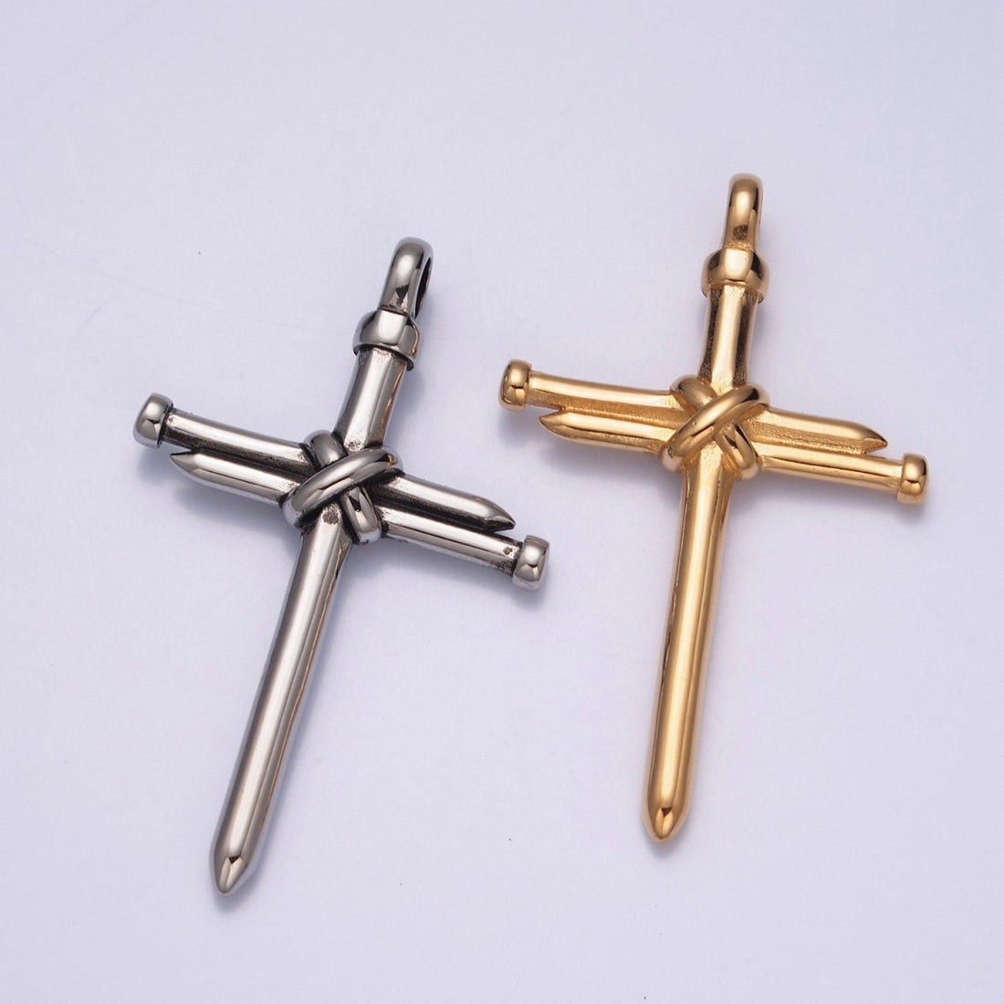 Gold Stainless Steel Nail Cross Necklace Pendant for Men Jewelry X-641 X-642