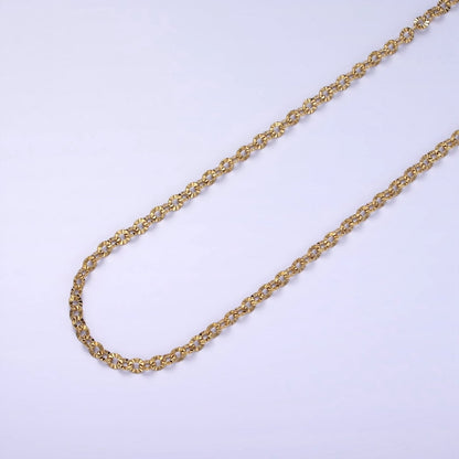 Gold Stainless Steel Rolo Chain by Yard Sunburst Oval Cable Textured Chain for Jewelry Making | ROLL-1465 Clearance Pricing
