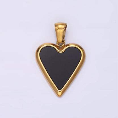 Gold Stainless Steel Shell Pearl Heart Charm Gold heart pendant White Black Heart Charm P-832