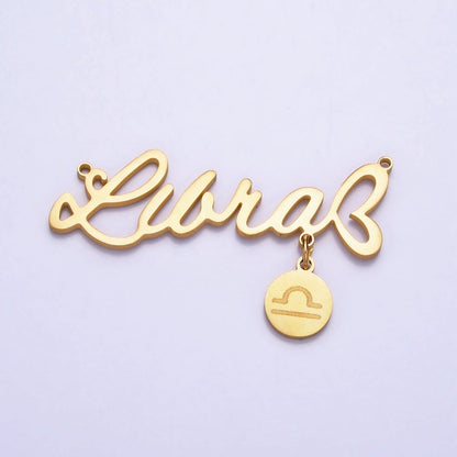 Gold Stainless Steel Zodiac Astrology Cursive Font Mini Symbol Connector Personalized Jewelry Making | A-A1379-A-A1384