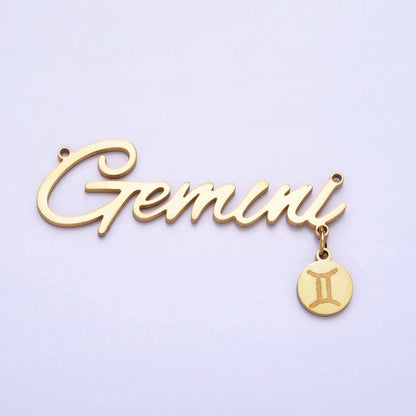 Gold Stainless Steel Zodiac Astrology Cursive Font Mini Symbol Connector Personalized Jewelry Making | A-A1379-A-A1384