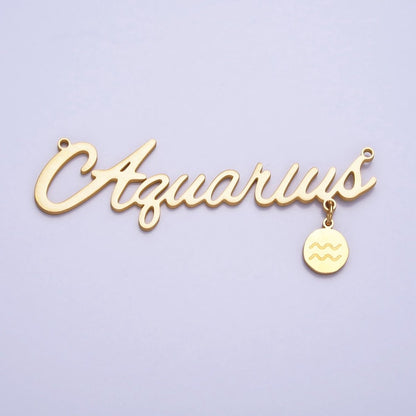 Gold Stainless Steel Zodiac Astrology Cursive Font Mini Symbol Connector Personalized Jewelry Making | A-A1379-A-A1384