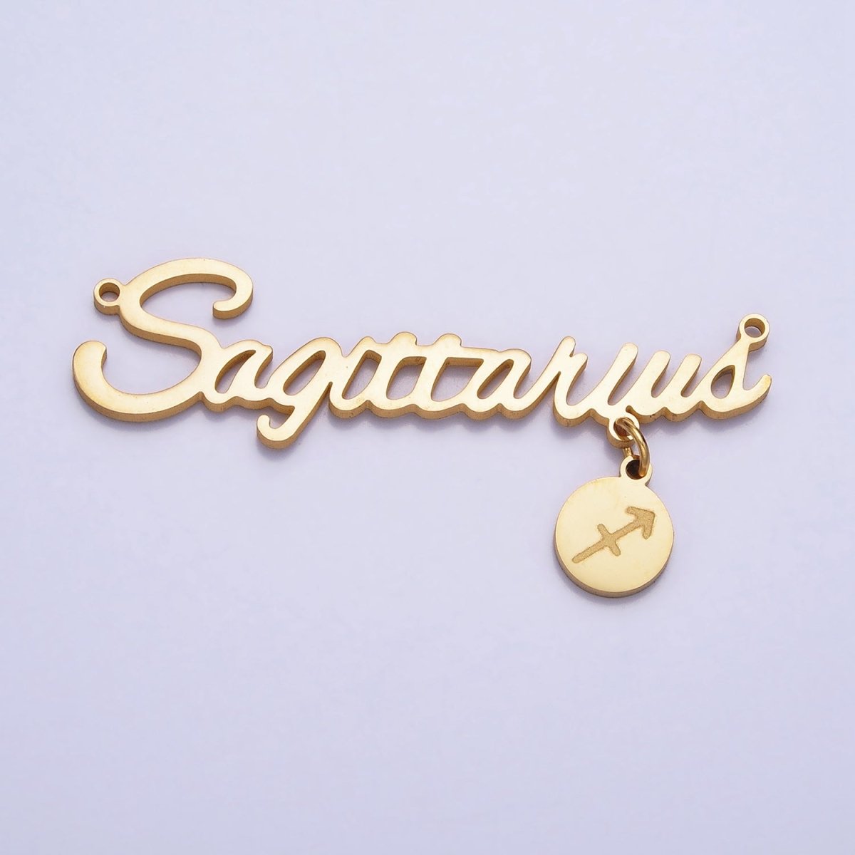 Gold Stainless Steel Zodiac Astrology Cursive Font Mini Symbol Connector Personalized Jewelry Making | A-A1379-A-A1384