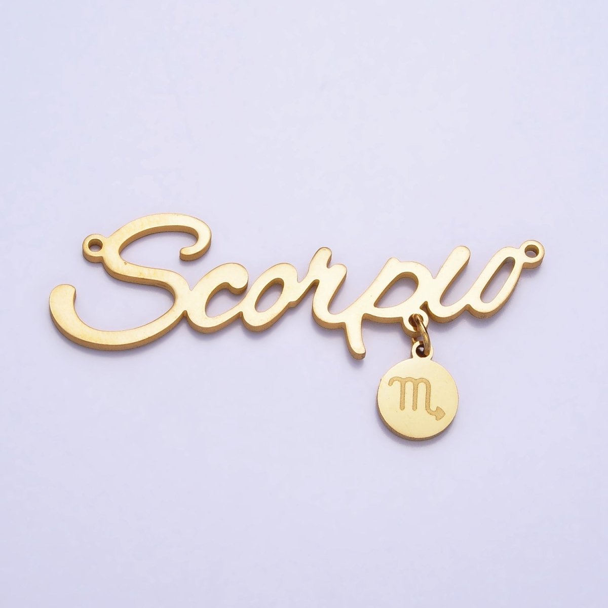Gold Stainless Steel Zodiac Astrology Cursive Font Mini Symbol Connector Personalized Jewelry Making | A-A1379-A-A1384