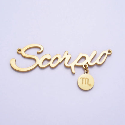 Gold Stainless Steel Zodiac Astrology Cursive Font Mini Symbol Connector Personalized Jewelry Making | A-A1379-A-A1384