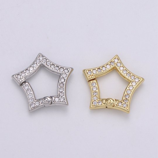 Gold Star Clasp Spring Gate Ring, Push Gate Ring Snap Click Lock 14K Gold Filled Clasp for Link Necklace Bracelet Connector L-169 L-170