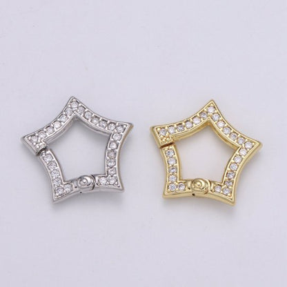 Gold Star Clasp Spring Gate Ring, Push Gate Ring Snap Click Lock 14K Gold Filled Clasp for Link Necklace Bracelet Connector L-169 L-170