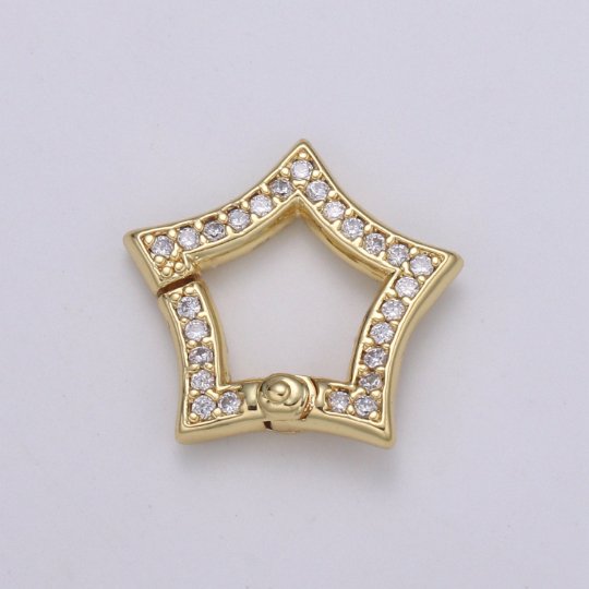 Gold Star Clasp Spring Gate Ring, Push Gate Ring Snap Click Lock 14K Gold Filled Clasp for Link Necklace Bracelet Connector L-169 L-170