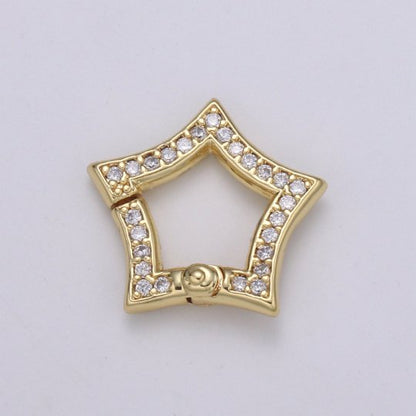 Gold Star Clasp Spring Gate Ring, Push Gate Ring Snap Click Lock 14K Gold Filled Clasp for Link Necklace Bracelet Connector L-169 L-170