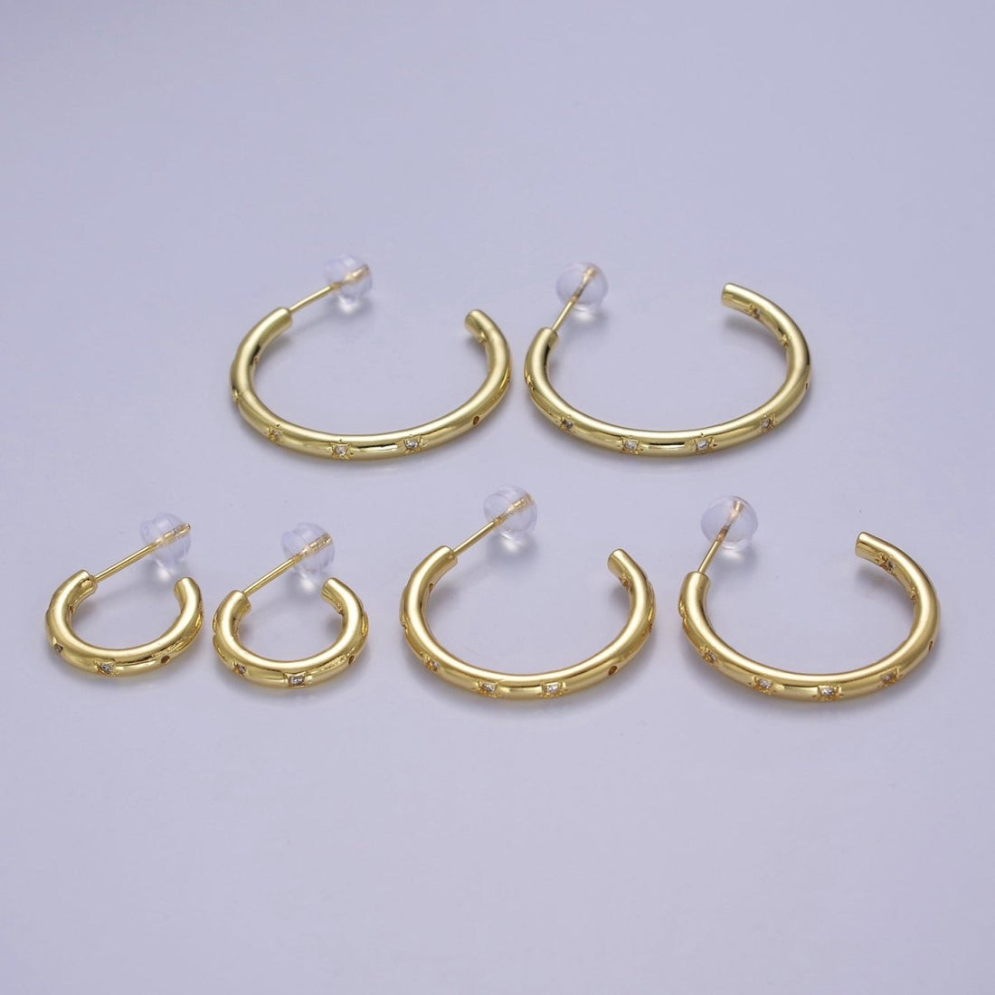Gold Star Hoop Earring Cz Star Earring Celestial Starburst Everyday Jewelry V-167 V-168 V-169