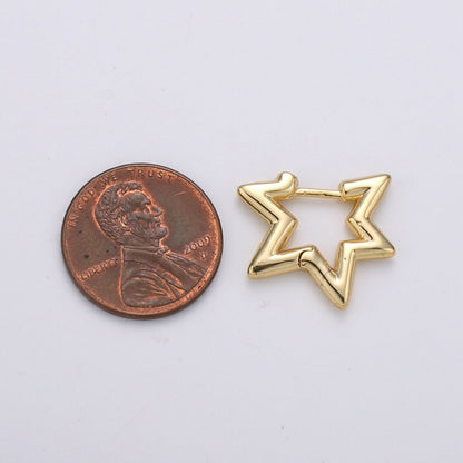 Gold Star Huggie Earring 14k Gold Filled Earring, Statement Earring Rock Star Earring P-039