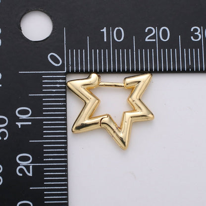 Gold Star Huggie Earring 14k Gold Filled Earring, Statement Earring Rock Star Earring P-039